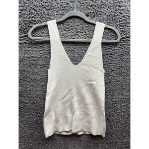 Everlane Organic Cotton Blend Knit Cami Tank Ivory Babydoll Ribbed Womens Size M